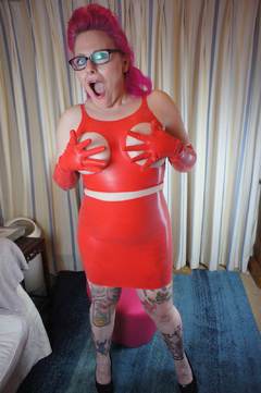 Leathettes - Mollie Foxx in red PVC slutty dress Free Pic 4