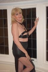Leathettes. Mature MILF Dimonty in strappy lingerie and leather skirt Free Pic 13
