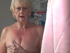 DivineMilfs - Naught boy spies on granny Sparkle in the shower Free Pic 1