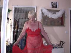 DivineMilfs - 80 year old GILF Sparkle In Red Lingerie Free Pic 2